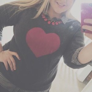 Pink & Grey Heart Sweater